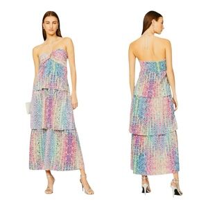 NWT Saylor Seydour Sequin Tiered Rainbow Dress Size Small